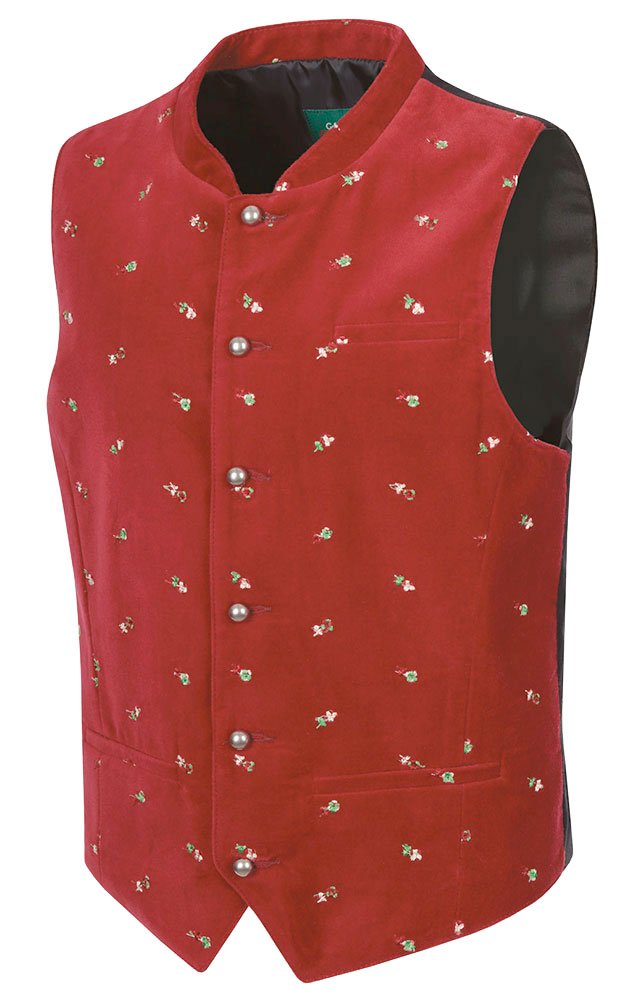 Kinderweste Samt bestickt, weinrot