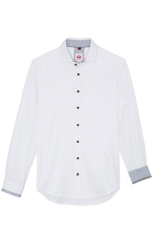 Hemd Geiselwind LK, weiß/dblau - Slim fit