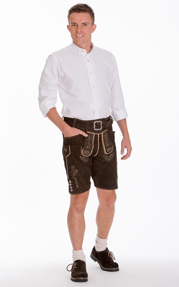 Lederhosen-SET Franz Kurze mit Gürtel, espresso