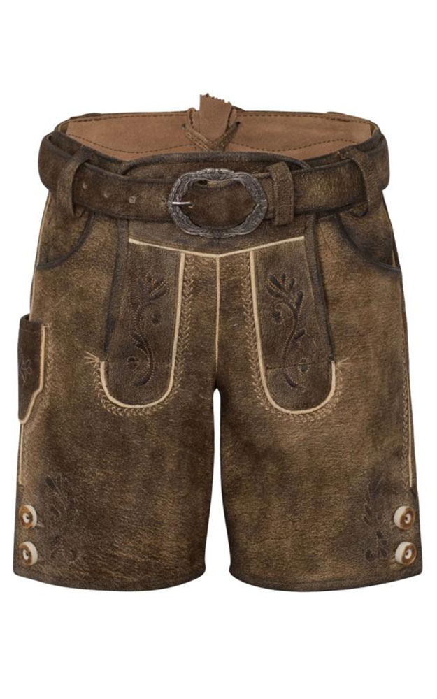 Kinder-Lederhose Nias mit Träger/Gürtel, braun