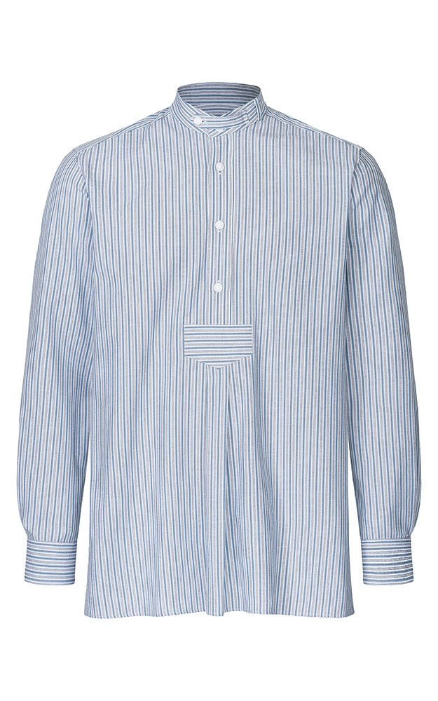 Hemd Mirko, blau/weiß Stehkragen