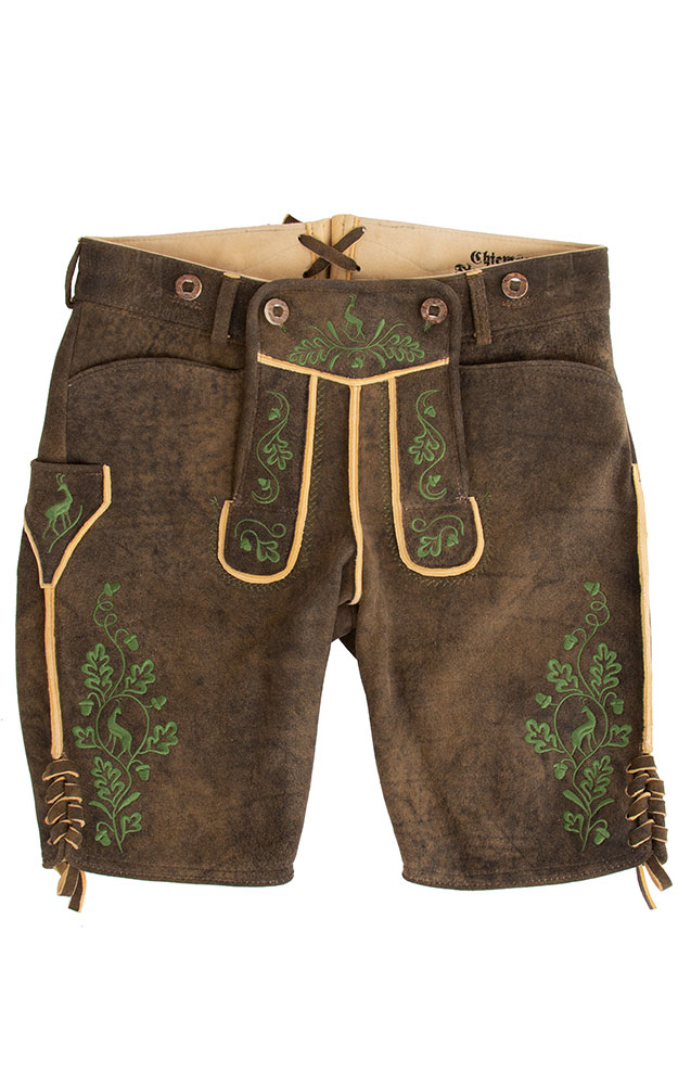 Hirschlederhose Ludwig ohne Träger, rauchschwarz