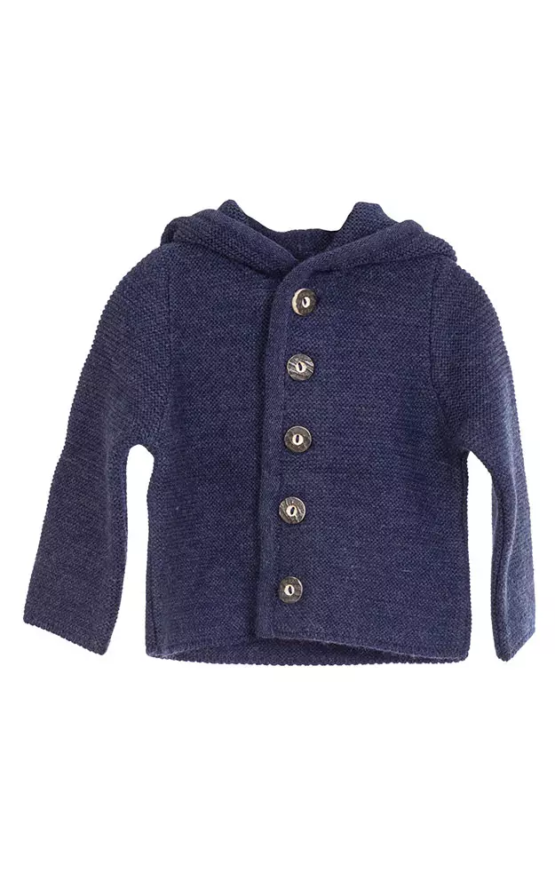 Kinder-Strickjacke mit Kapuze, blau