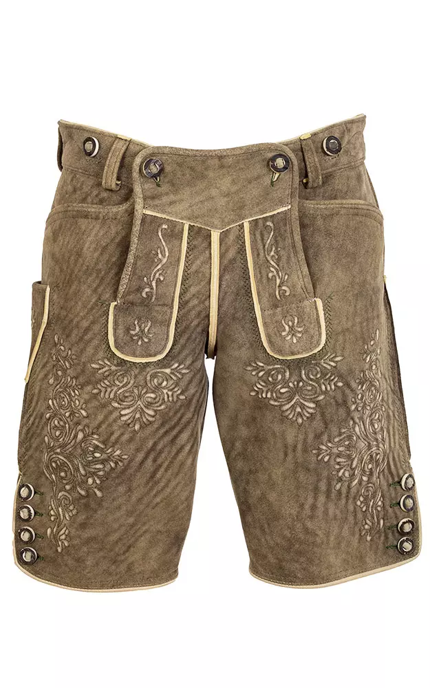 Hirschlederhose Weissen ohne Träger, sand hell