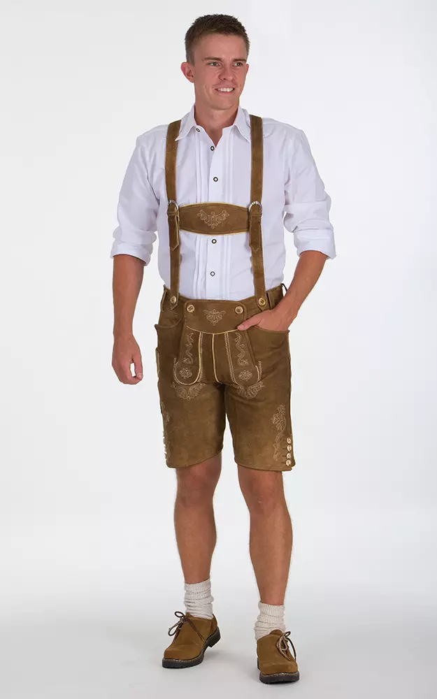 Lederhosen-SET Toni Kurze mit Träger, reh