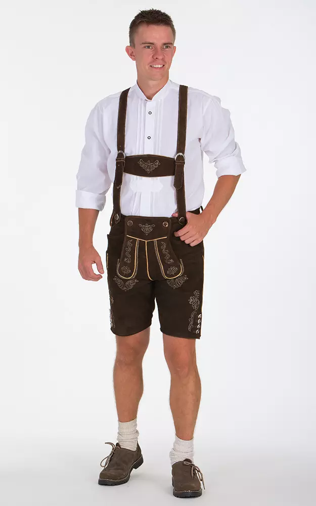 Lederhosen-SET Max Kurze mit Träger, espresso