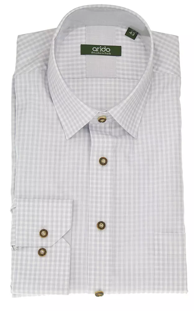 Hemd 2468H, # grau/weiß - Slim fit