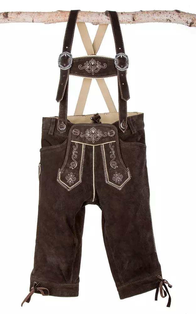 Kinder-Bundlederhose mit Träger, espresso