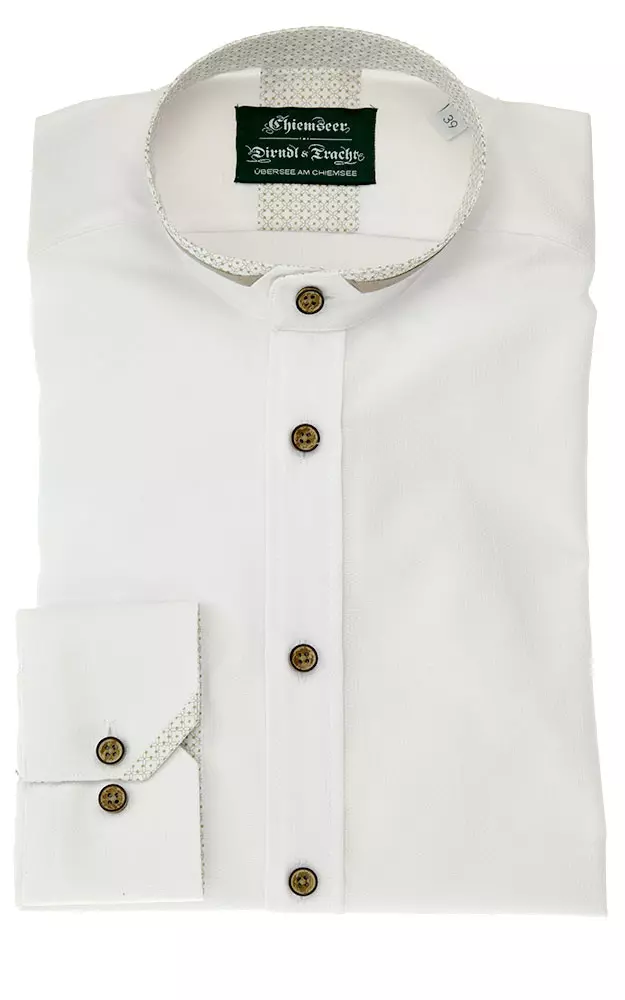 Hemd 3012, weiß/braun - Slim fit