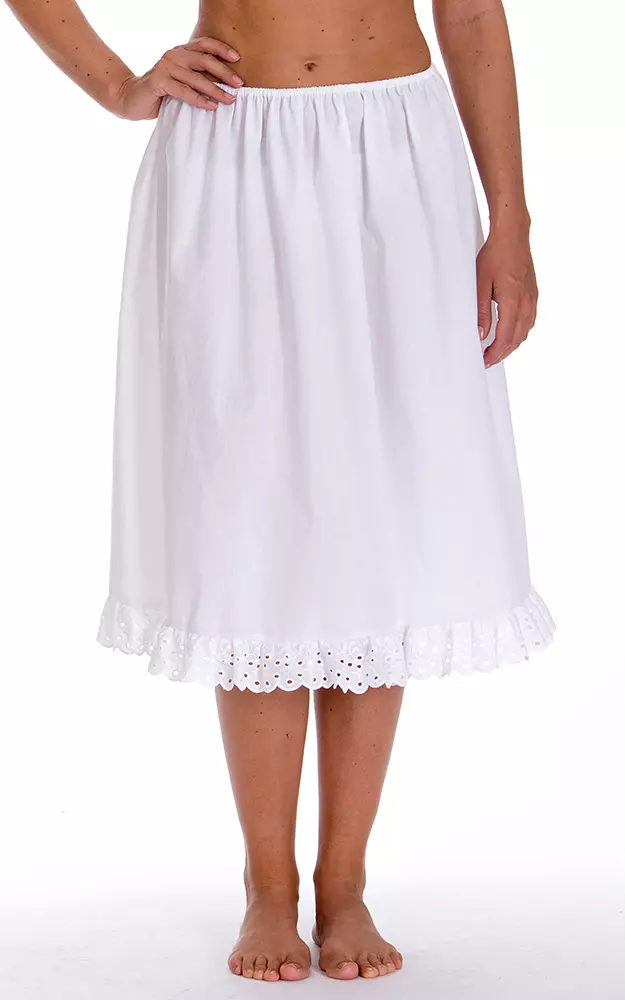 Unterrock Eva midi, weiß 70cm Festonspitze
