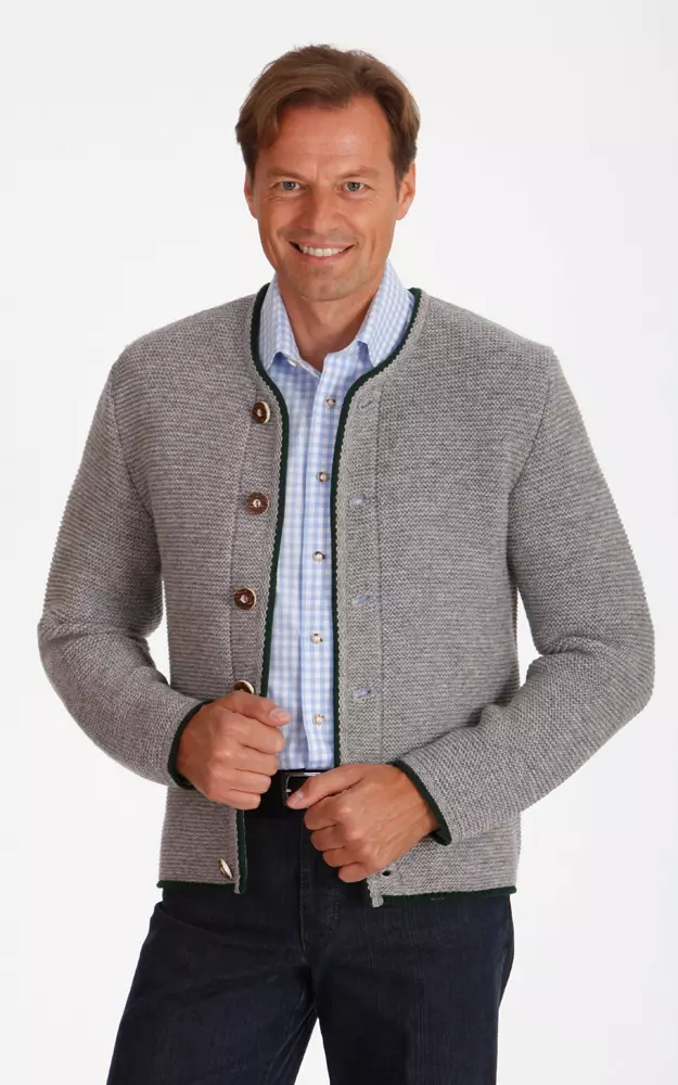 Strickjacke Gerhard, steingrau/tanne