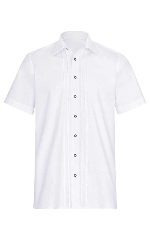 Hemd 4 Biesen, weiß Kurzarm