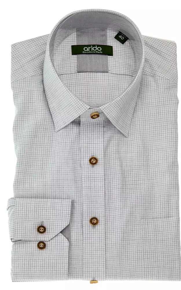 Hemd 2468H, # grau/weiß - Slim fit