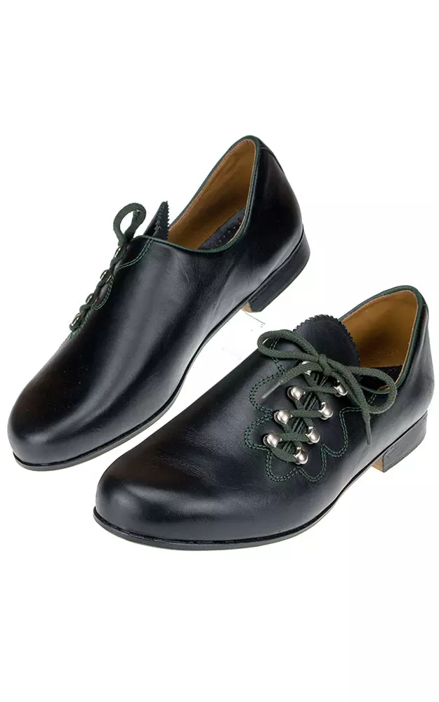 Haferlschuhe Gauplattler, schwarz Ledersohle