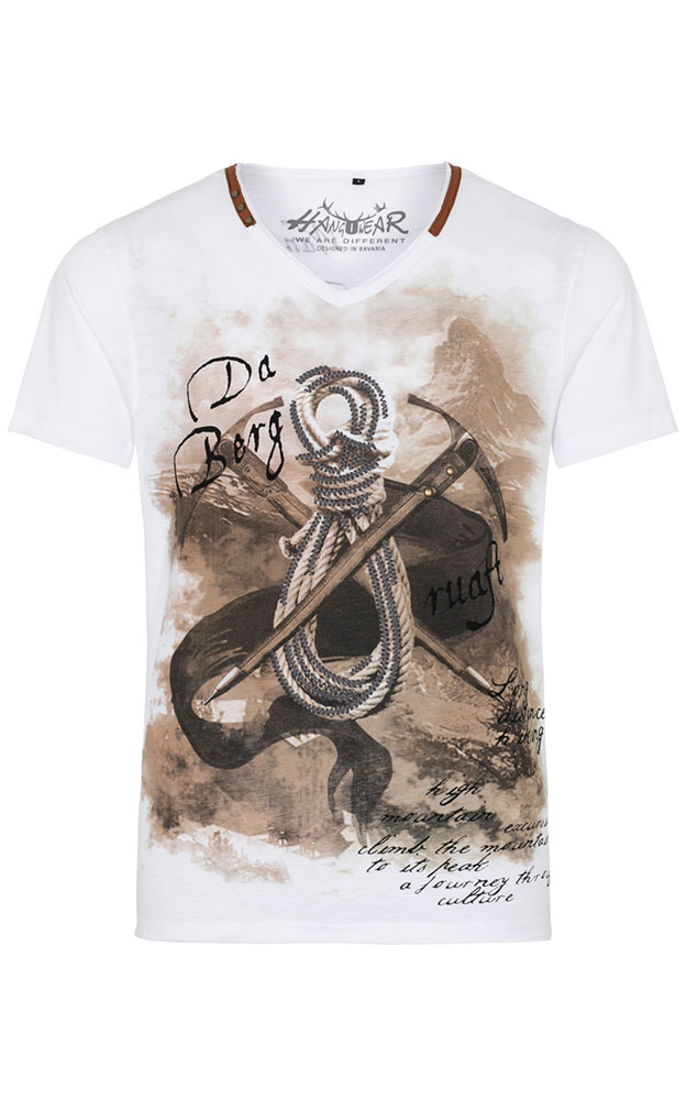 T-Shirt Berge, weiß