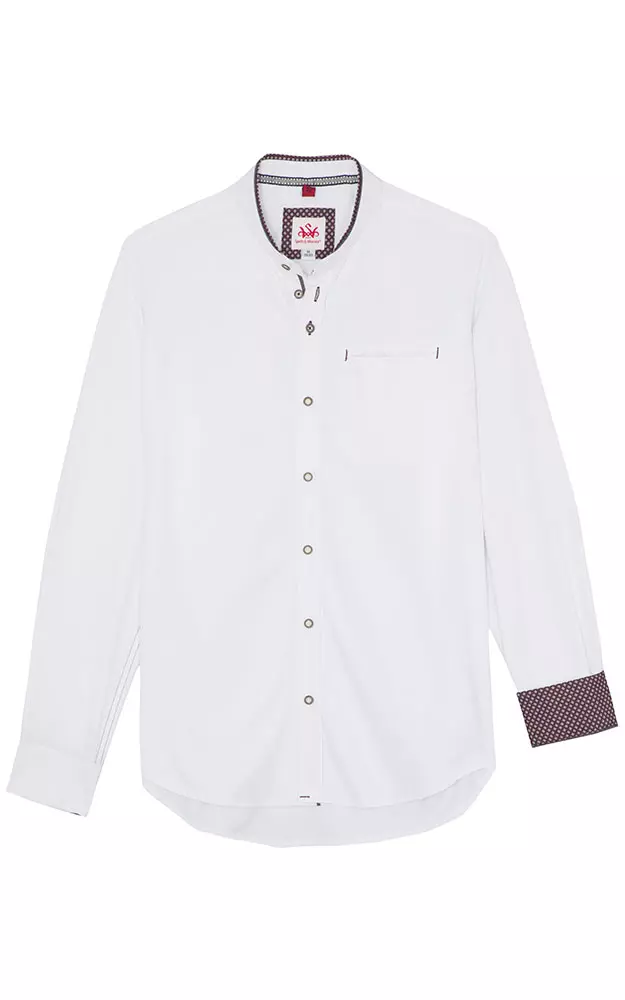 Hemd Greiling SK, weiß/drot - Slim fit