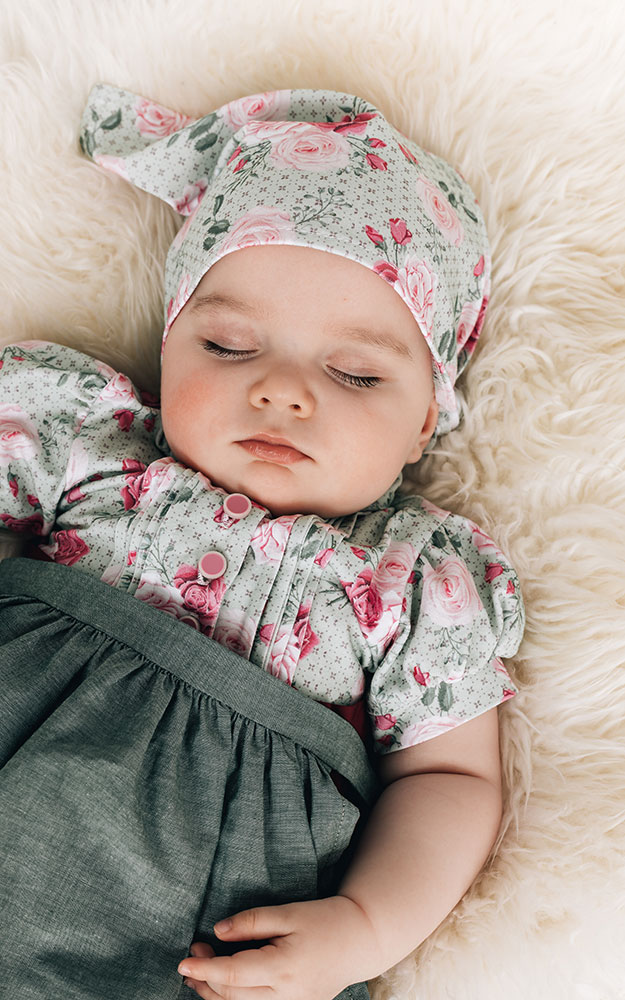 Baby-Kopftuch/Halstuch Gini, grün/rosa