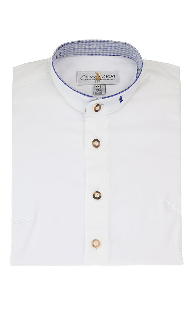 Kinderhemd 923, SK weiß Kragen blau