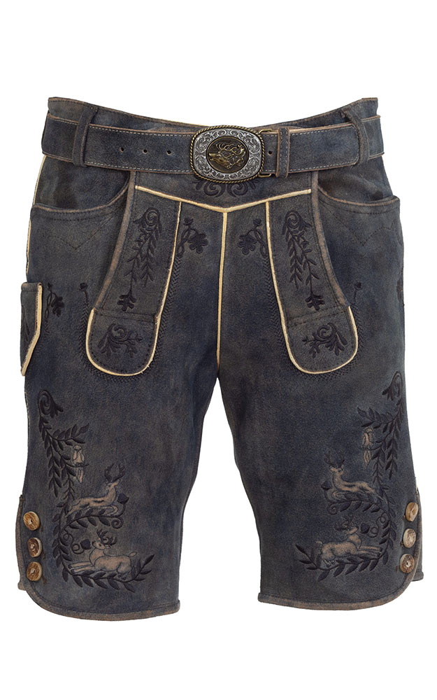 Lederhose Horgen mit Gürtel, schiefer anthtrazit