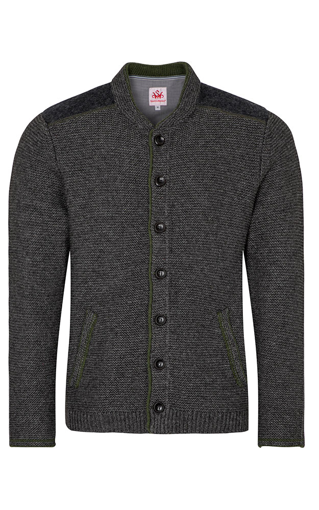 Strickjacke Alfred, dunkelgrau/oliv