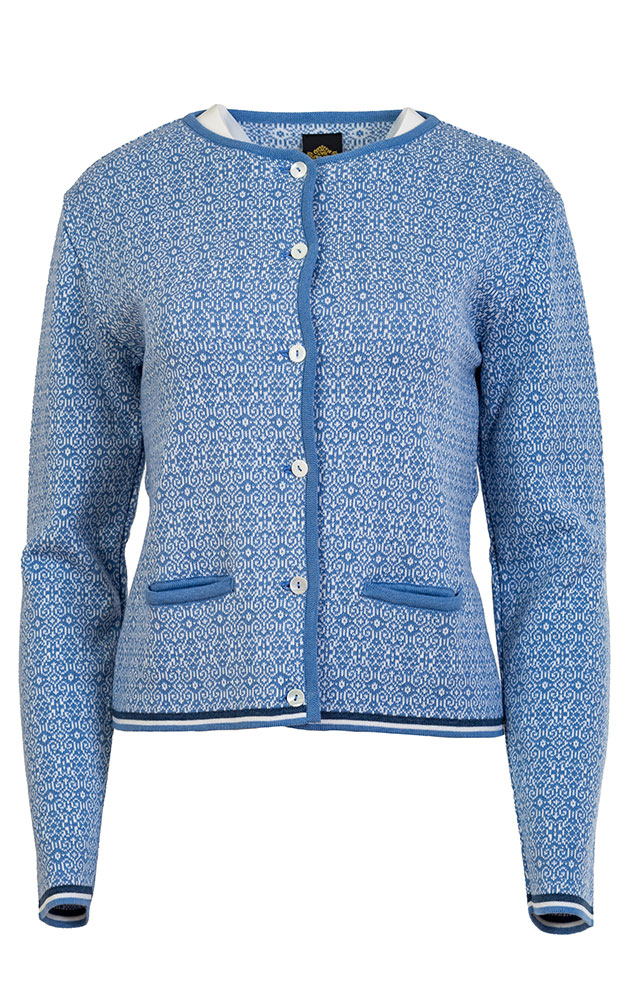 Strickjacke Chur, mittelblau gemustert