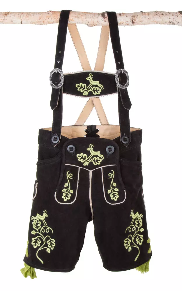 Kinder-Lederhose Garmisch mit Träger, altschwarz