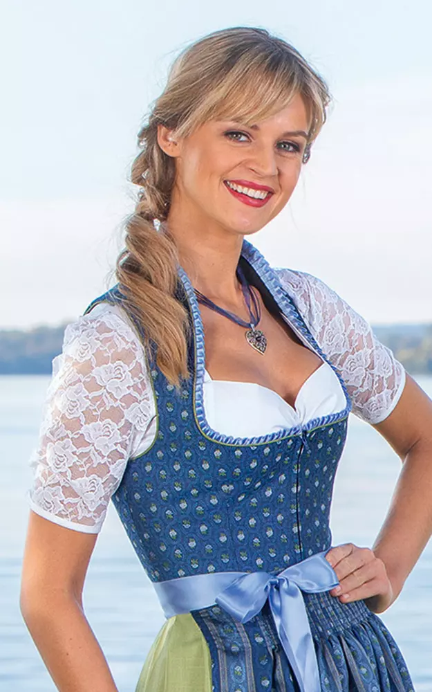 Dirndlbluse Serena, weiß Spitzenarm