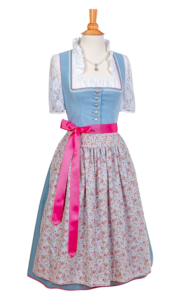 Blusendirndl Hallbach /E hellblau, mit Schürze