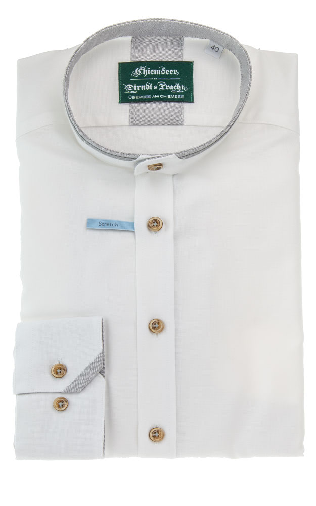 Hemd 3012, weiß/grau - Slim fit