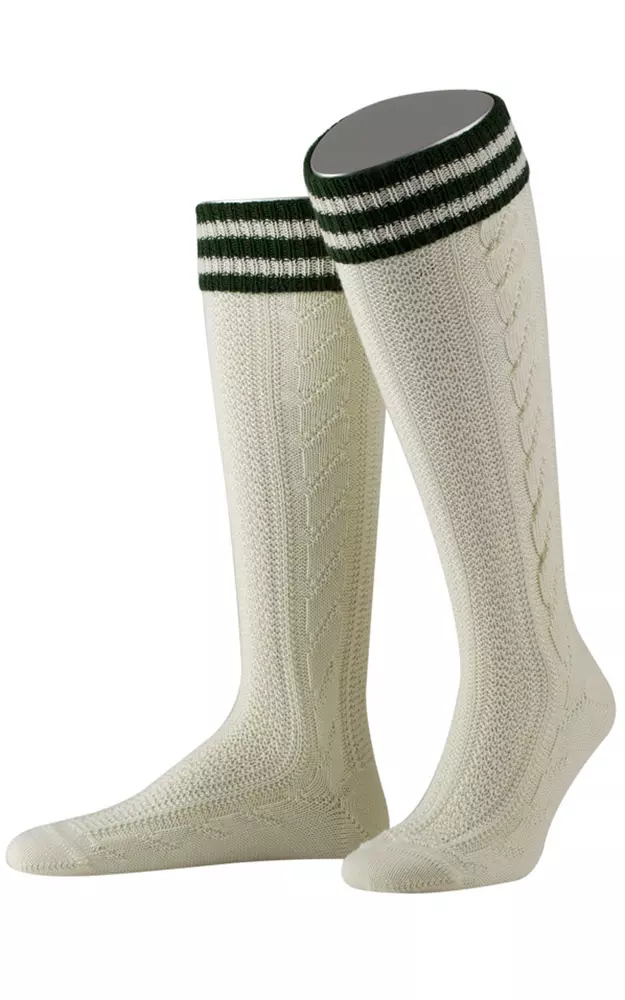 Kniestrümpfe Nr. 50, natur/grün