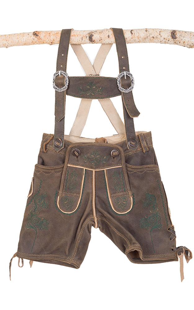 Kinder-Lederhose 504 mit Träger, Nappa/grün