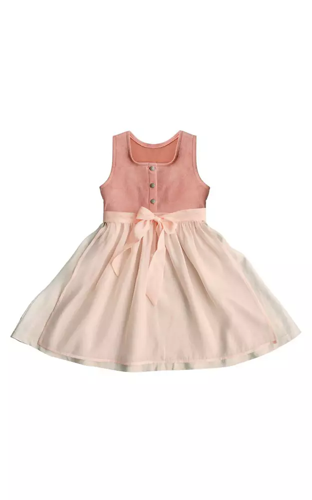 Baby-Dirndl Samira mit Schürze, lachs Samtoptik
