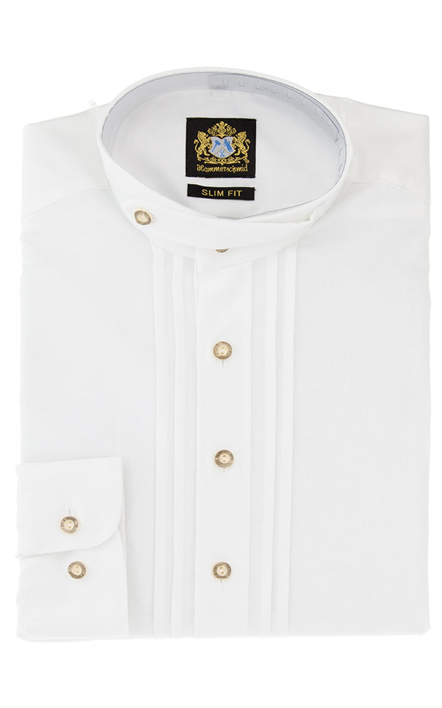 Hemd 1008 Stehkragen, weiß - Slim fit