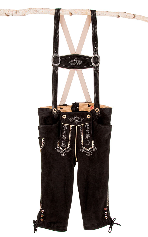 Lederhose Max Vagabund mit Träger, schwarz