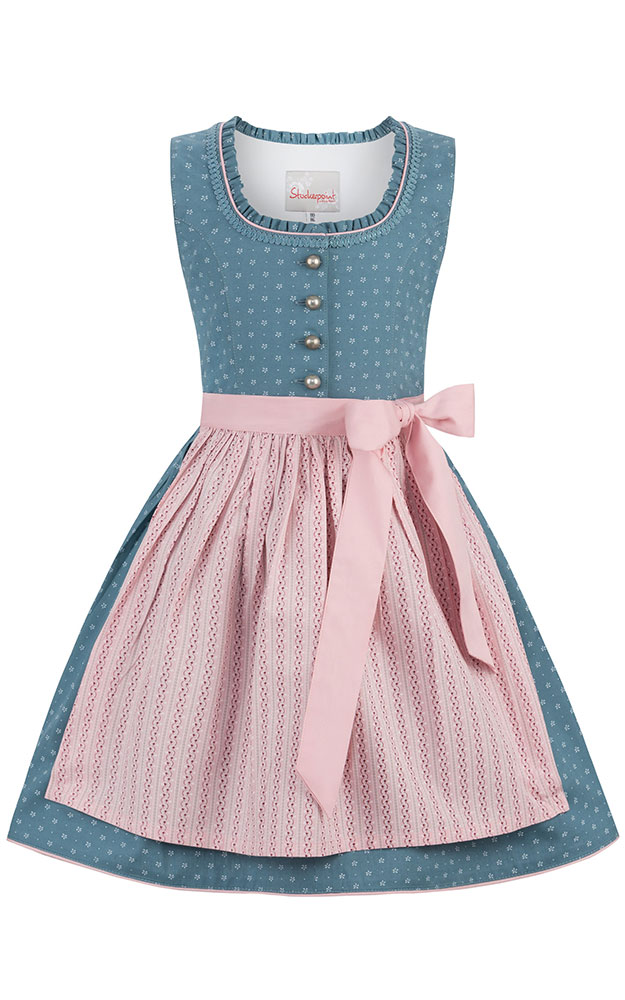 Kinderdirndl Greta, mit Schürze, rauchblau