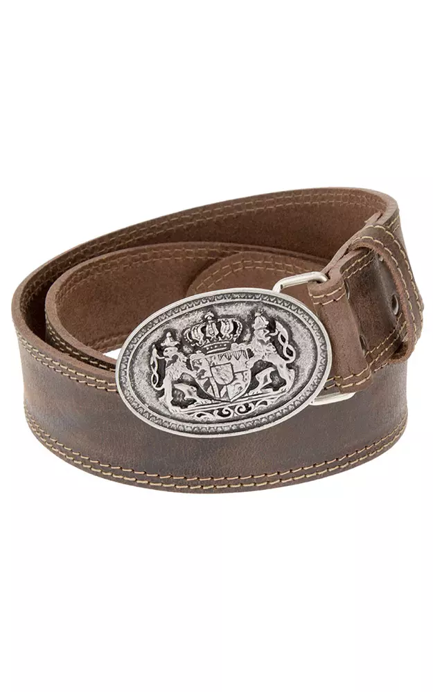 Herrengürtel Bayernwappen, dunkelbraun