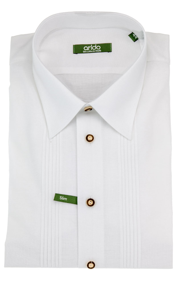 Hemd Arido 12 Biesen, weiß - Slim fit