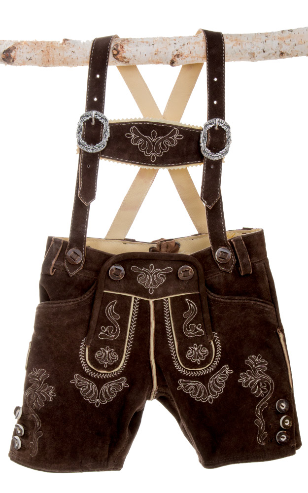 Kinder-Lederhose Michi mit Träger espresso