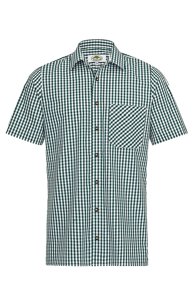 Hemd Cortina #, dunkelgrün/weiß Kurzarm