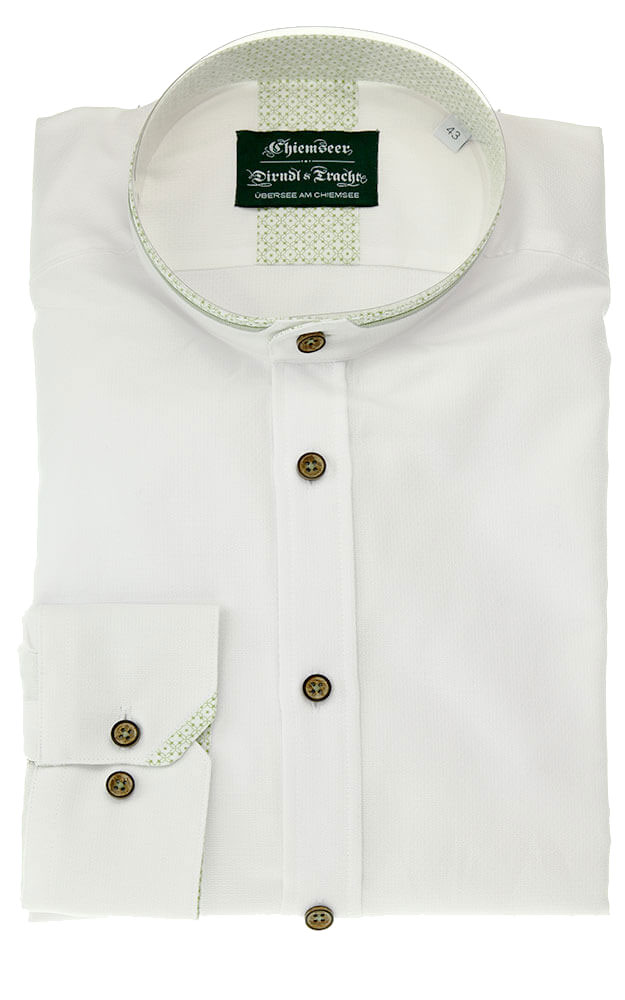 Hemd 3012, weiß/grün - Slim fit