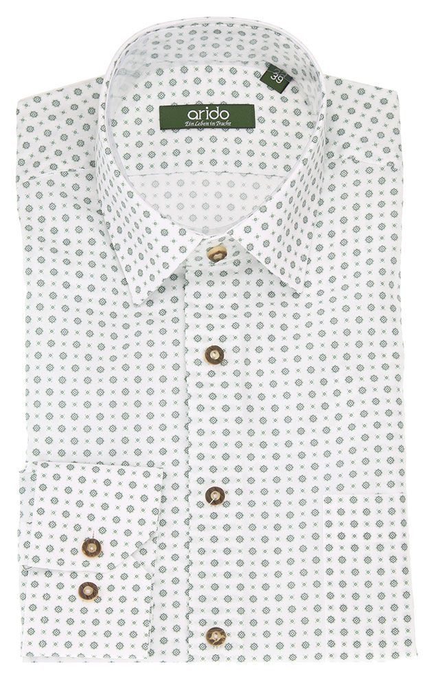 Hemd 2200H 292, weiß/grün LK - Slim fit